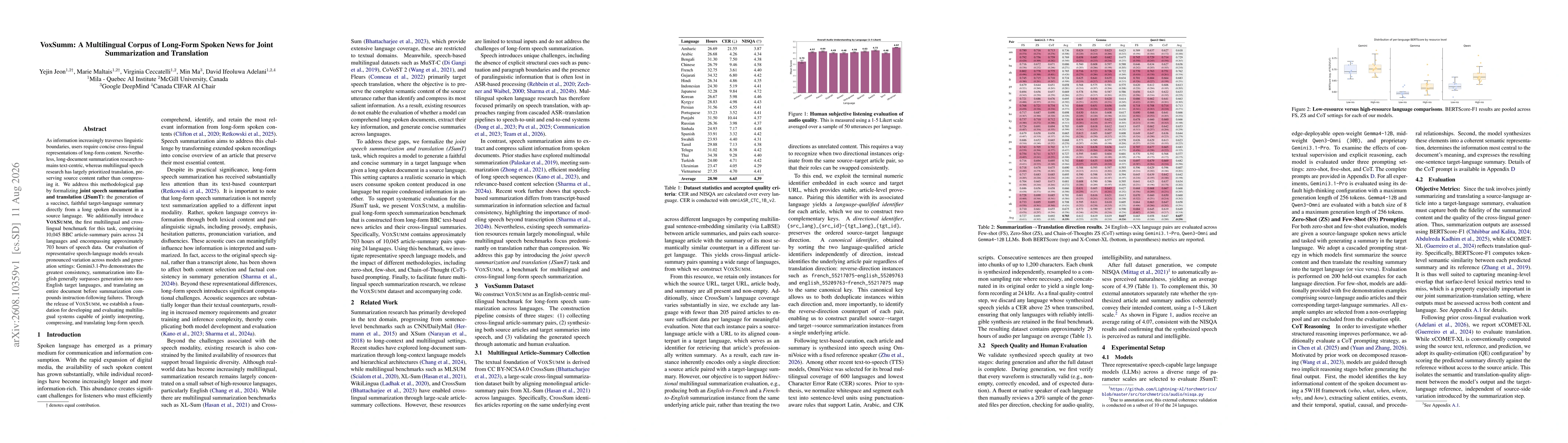 Thumbnail for VoxSumm: A Multilingual Corpus of Long-Form Spoken News for Joint Summarization and Translation