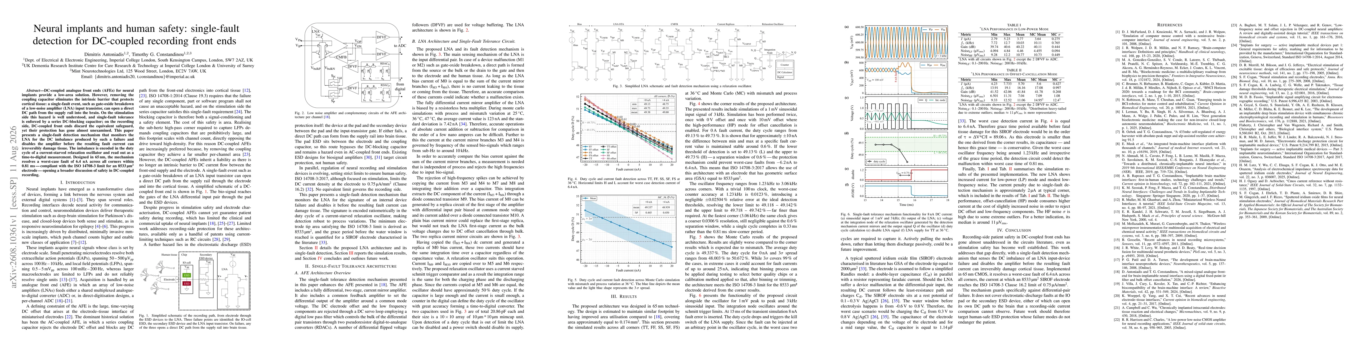 Thumbnail for Neural implants and human safety: single-fault detection for DC-coupled recording front ends