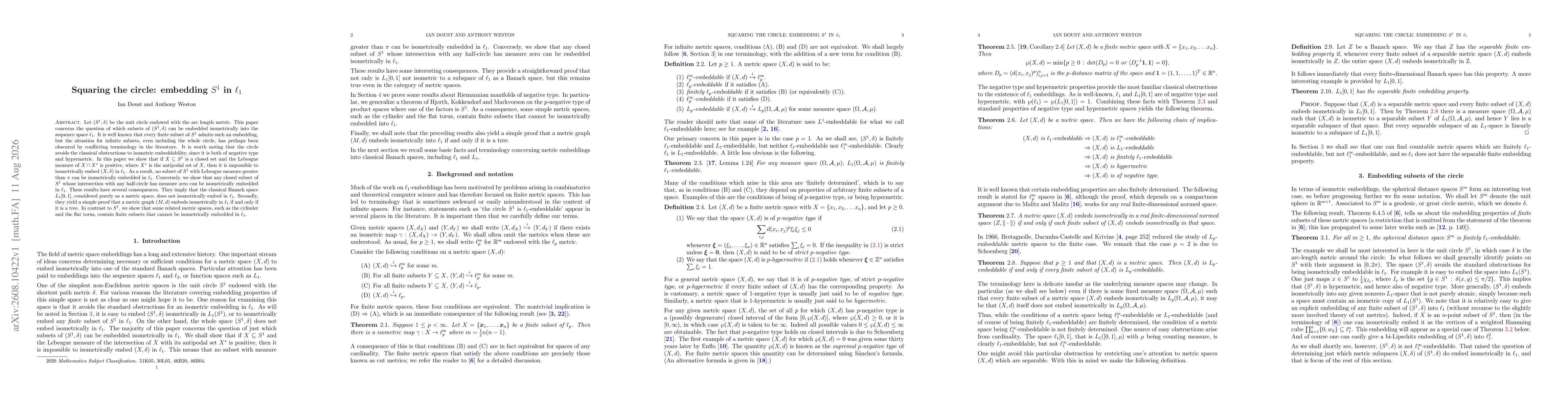 Thumbnail for Squaring the circle: embedding $S^1$ in $\ell_1$