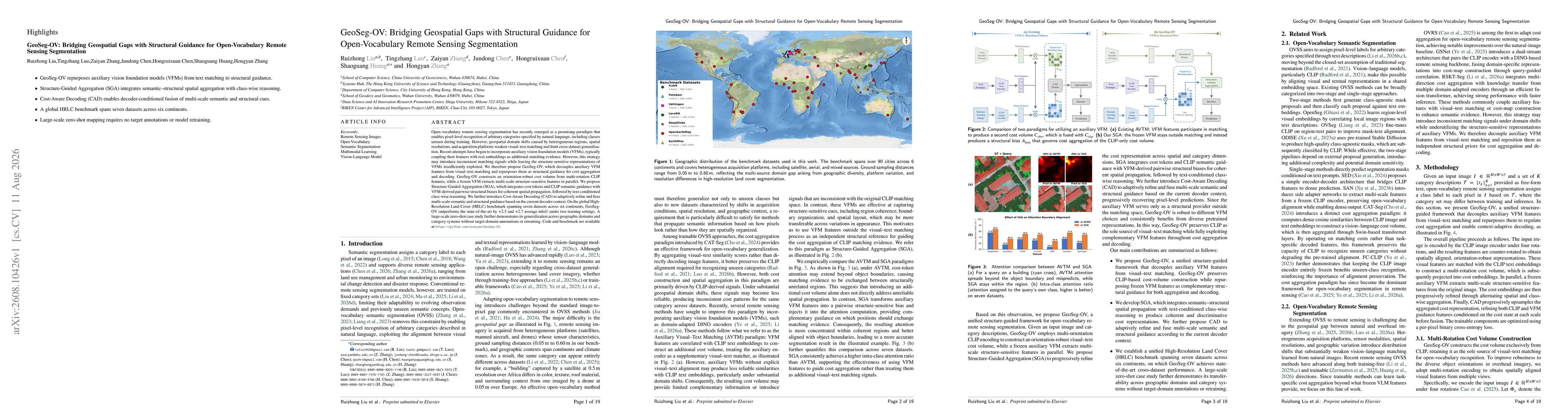 Thumbnail for GeoSeg-OV: Bridging Geospatial Gaps with Structural Guidance for Open-Vocabulary Remote Sensing Segmentation