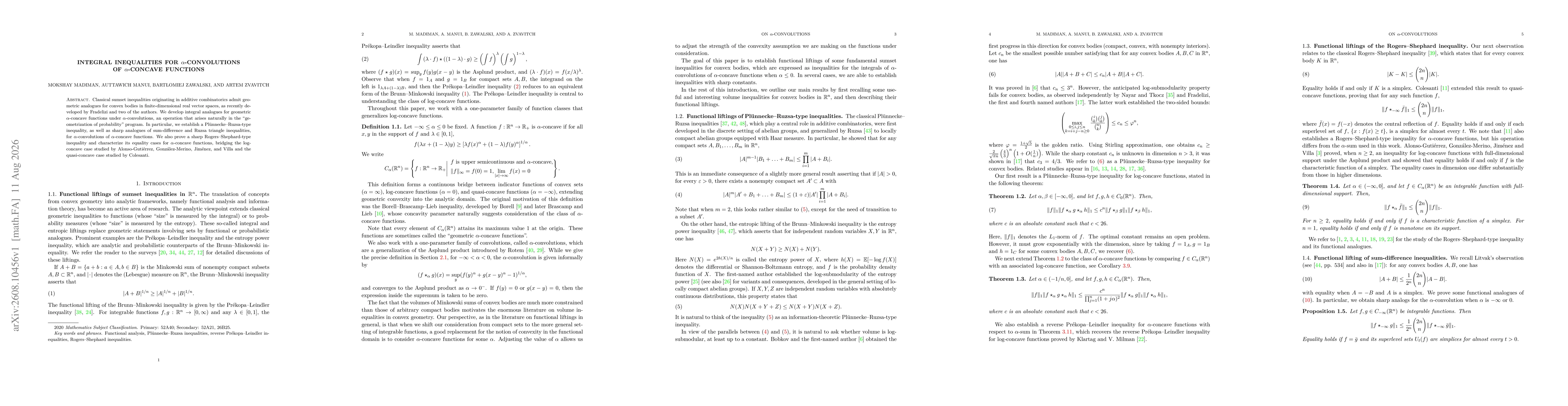 Thumbnail for Integral inequalities for $α$-convolutions of $α$-concave functions