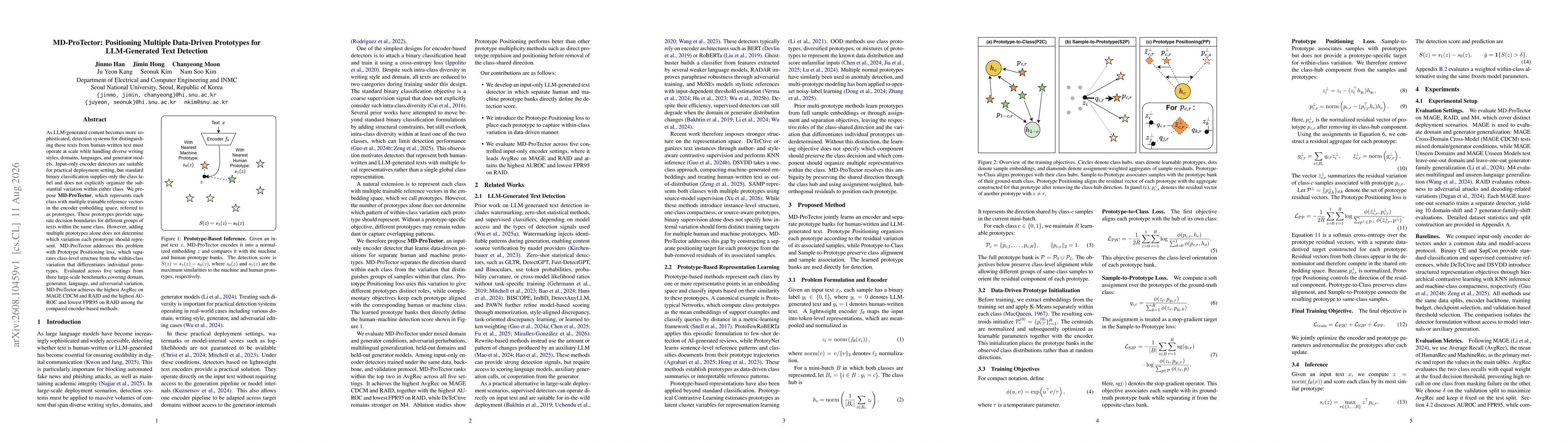 Thumbnail for MD-ProTector: Positioning Multiple Data-Driven Prototypes for LLM-Generated Text Detection