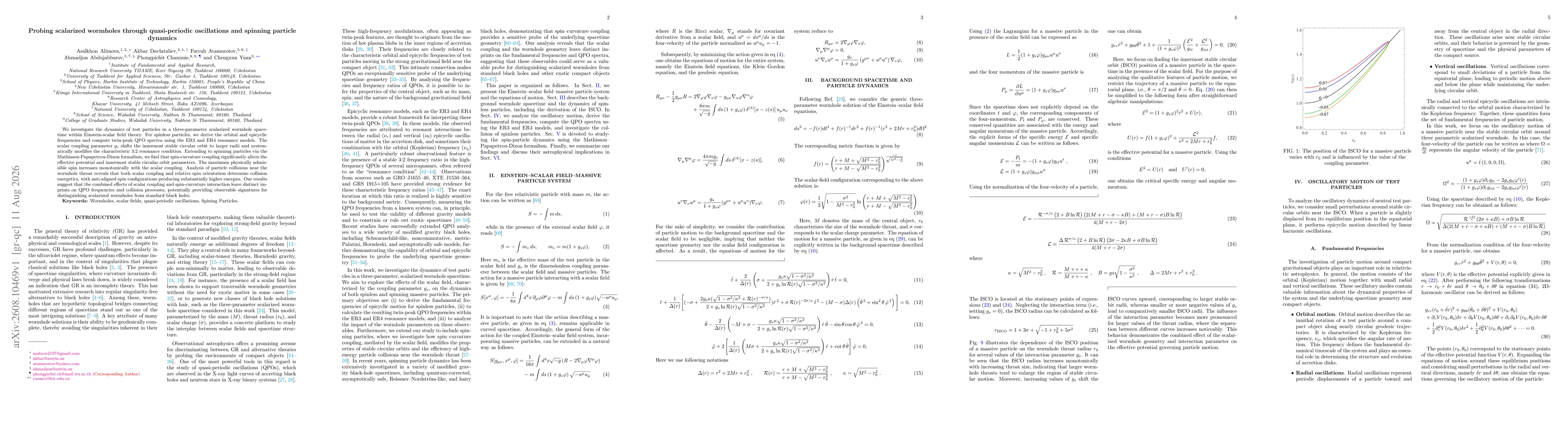 Thumbnail for Probing scalarized wormholes through quasi-periodic oscillations and spinning particle dynamics