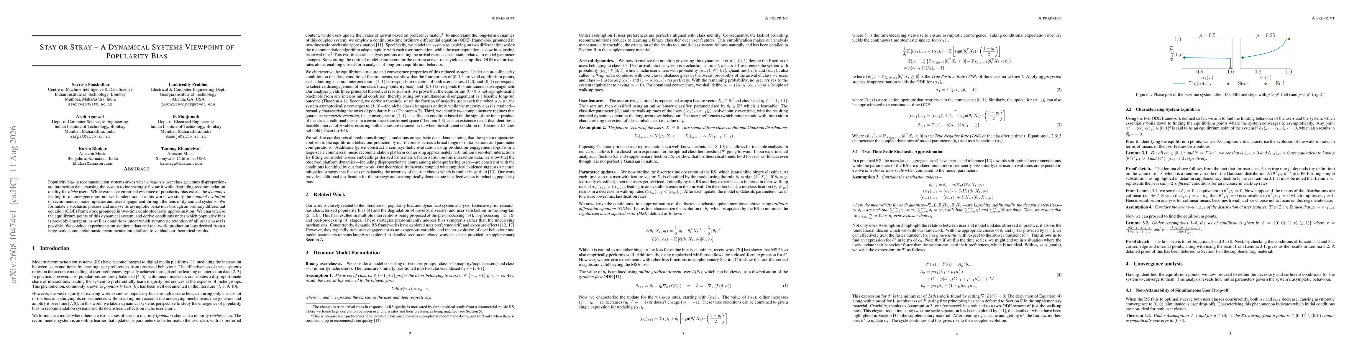 Thumbnail for Stay or Stray - A Dynamical Systems Viewpoint of Popularity Bias