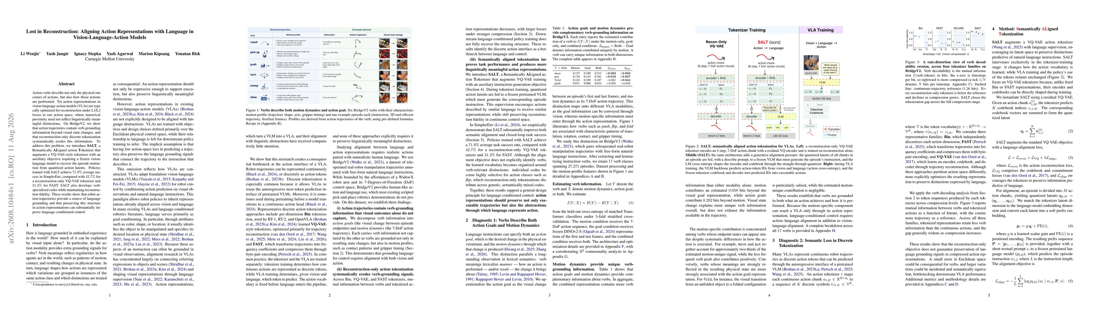 Thumbnail for Lost in Reconstruction: Aligning Action Representations with Language in Vision-Language-Action Models