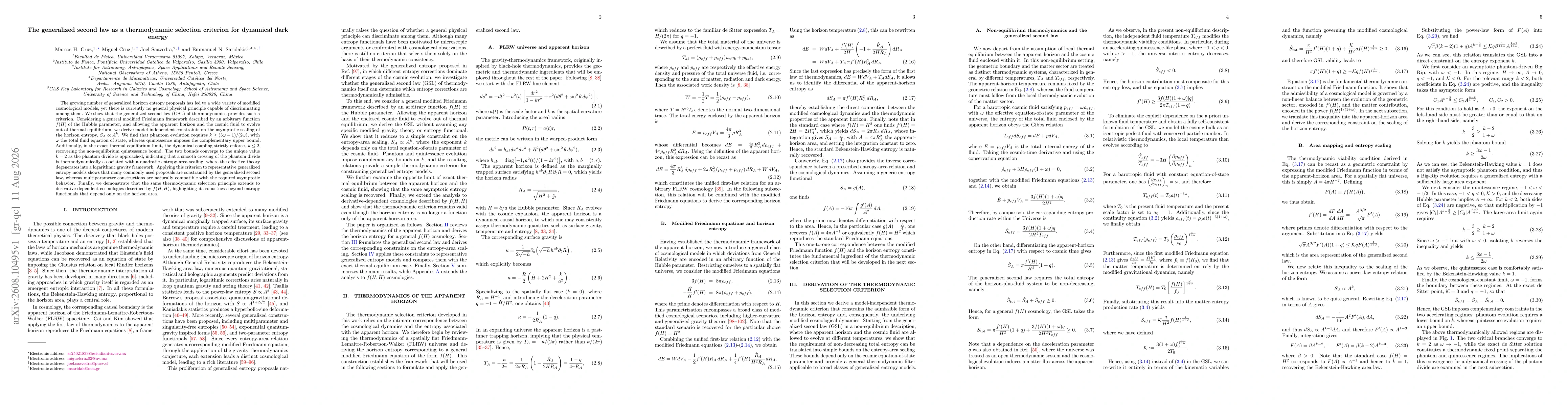 Thumbnail for The generalized second law as a thermodynamic selection criterion for dynamical dark energy