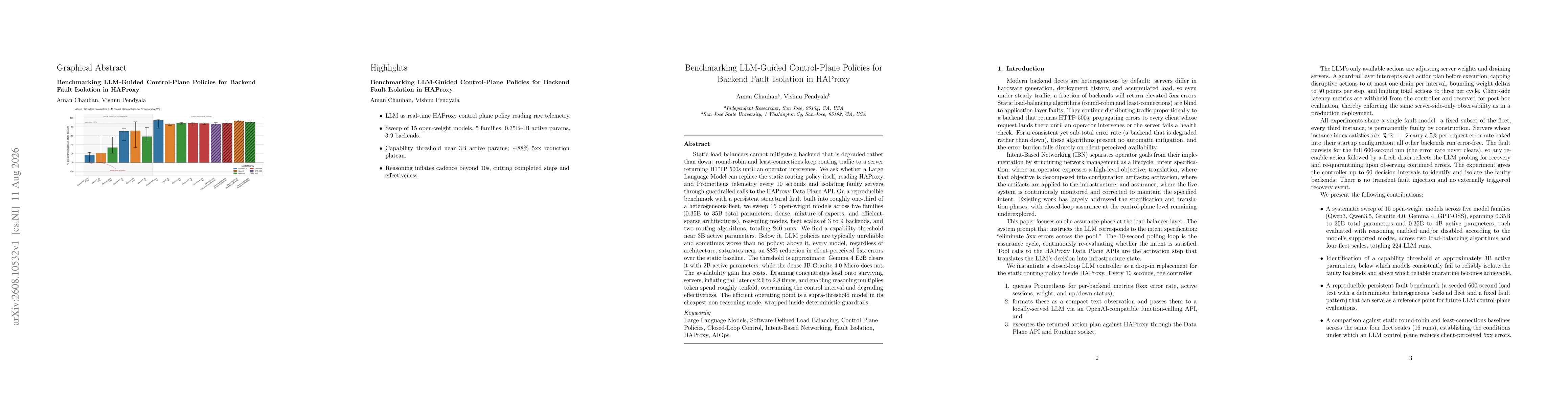 Thumbnail for Benchmarking LLM-Guided Control-Plane Policies for Backend Fault Isolation in HAProxy