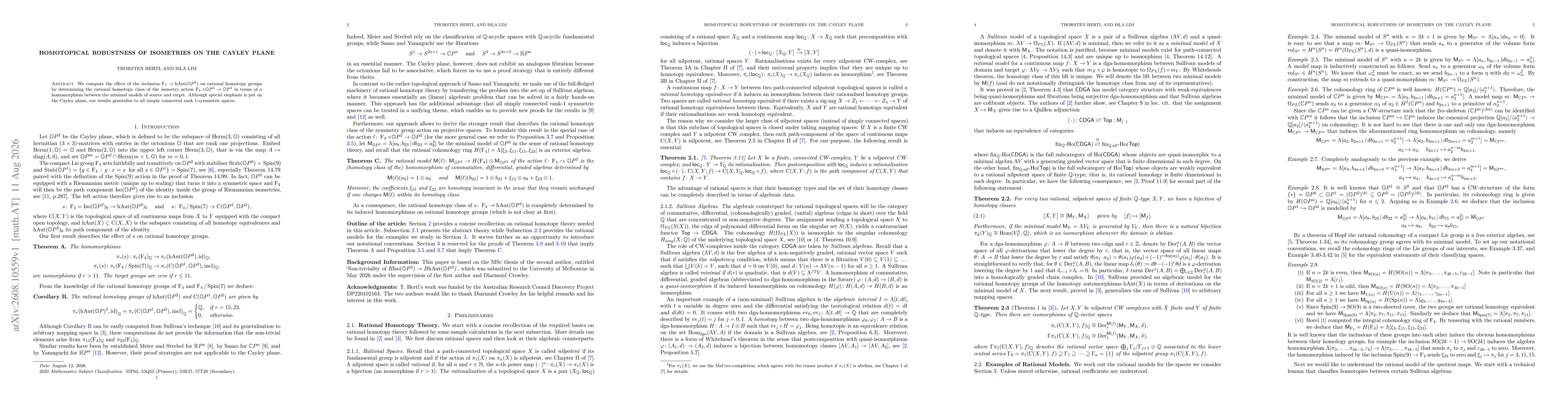 Thumbnail for Homotopical Robustness of Isometries on the Cayley Plane