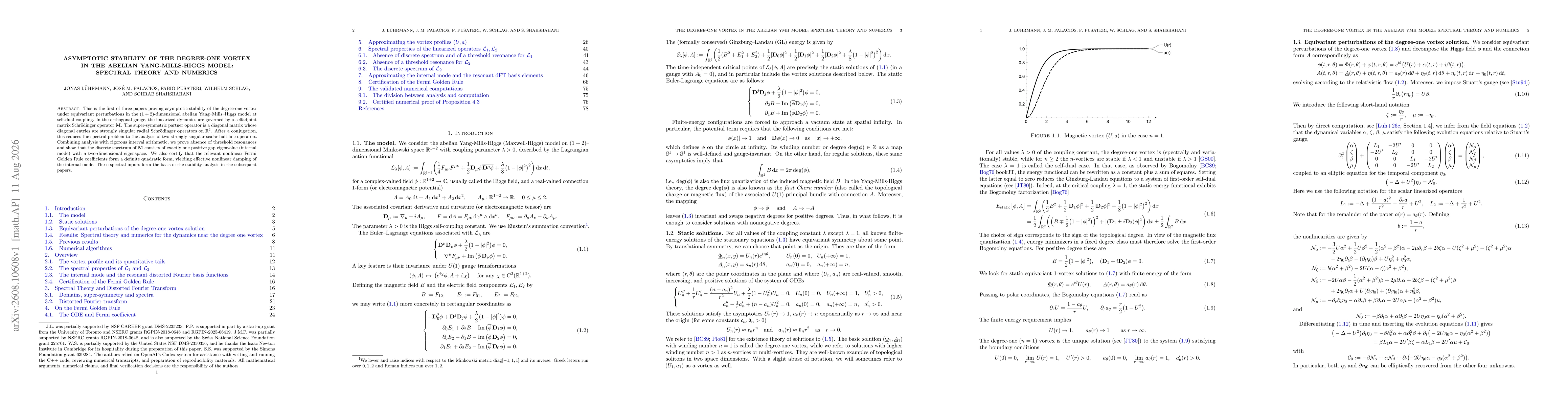 Thumbnail for Asymptotic stability of the degree-one vortex in the abelian Yang-Mills-Higgs model: Spectral Theory and Numerics