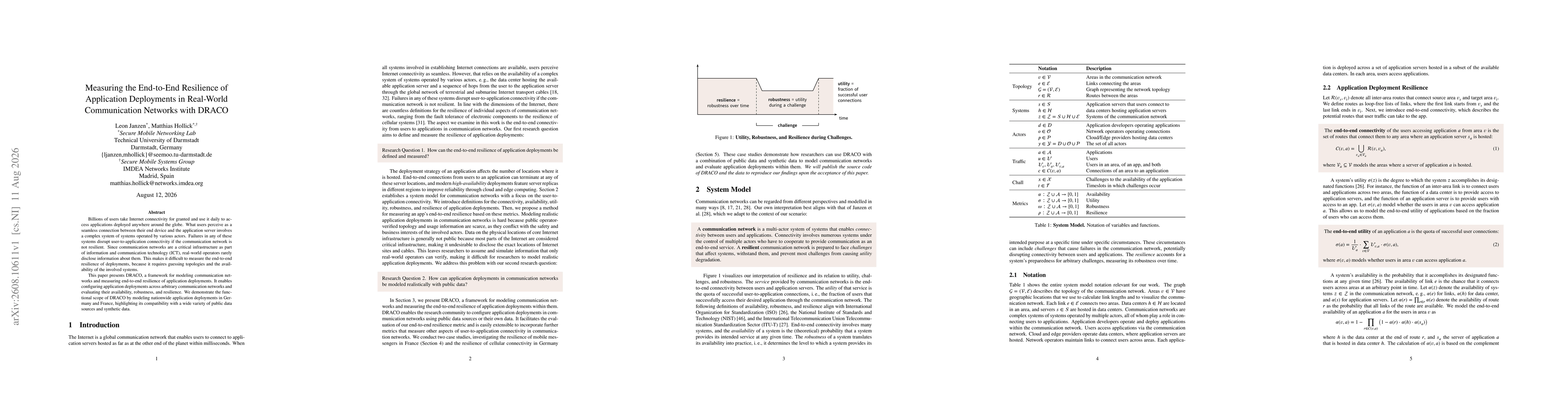 Thumbnail for Measuring the End-to-End Resilience of Application Deployments in Real-World Communication Networks with DRACO