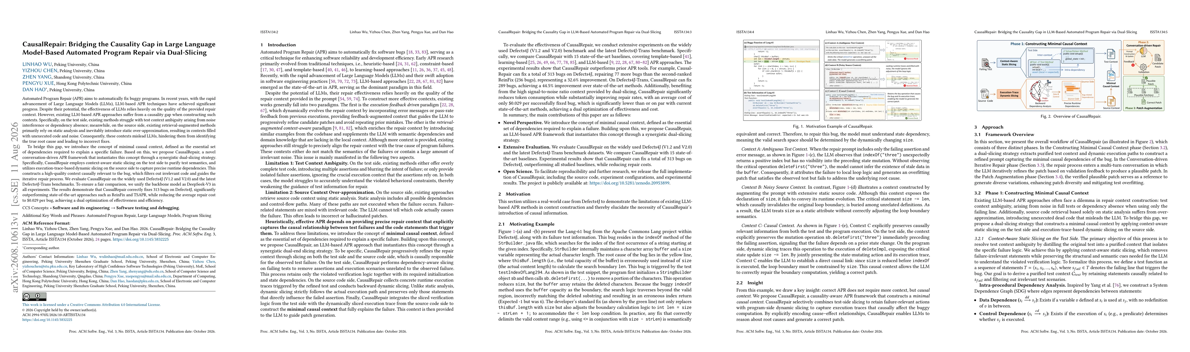 Thumbnail for CausalRepair: Bridging the Causality Gap in Large Language Model-Based Automated Program Repair via Dual-Slicing