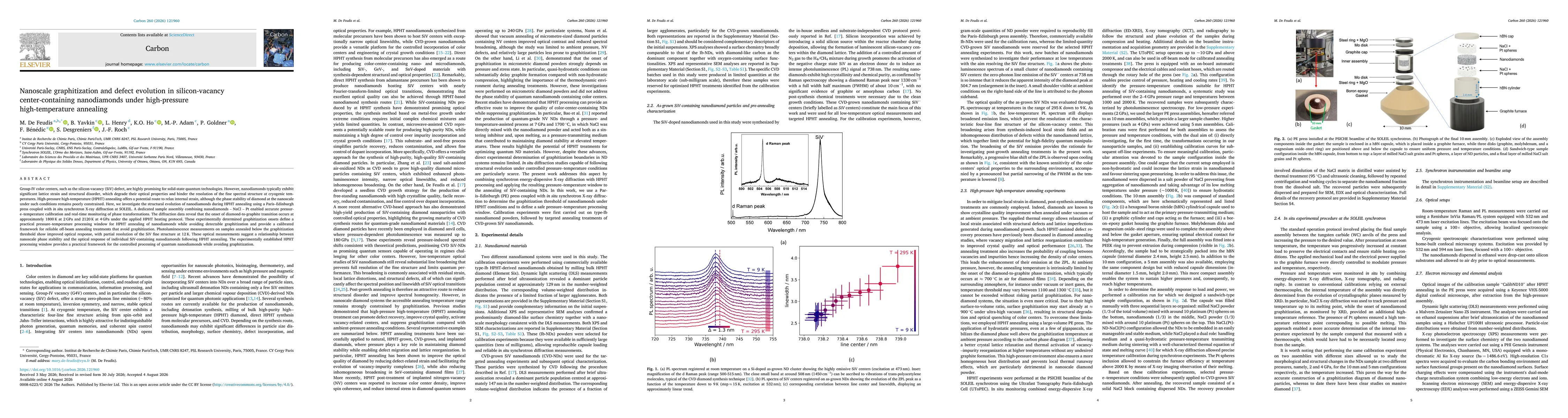 Thumbnail for Nanoscale graphitization and defect evolution in silicon-vacancy center-containing nanodiamonds under high-pressure high-temperature annealing