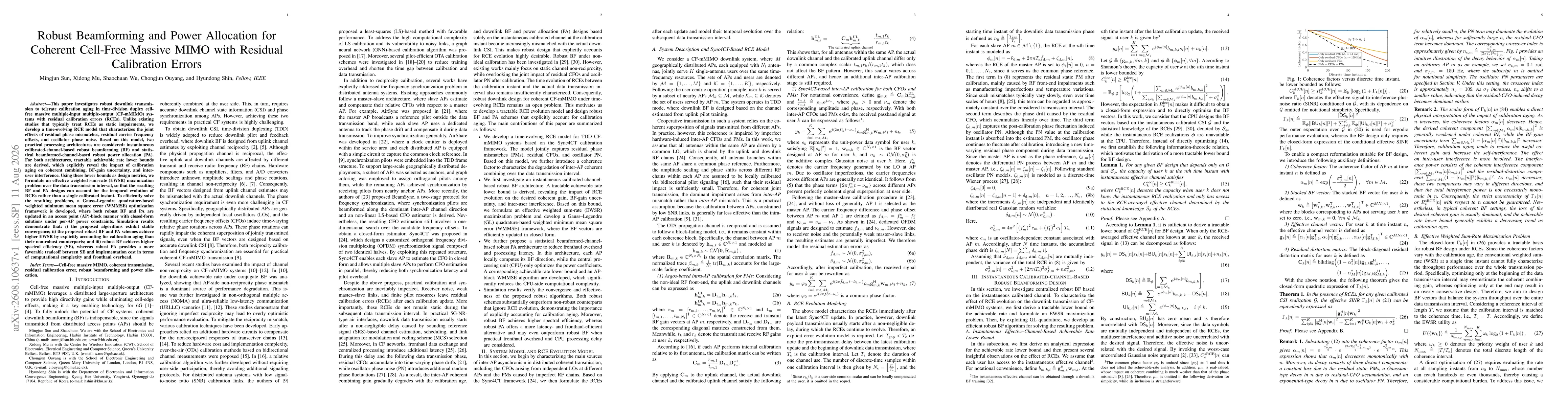 Thumbnail for Robust Beamforming and Power Allocation for Coherent Cell-Free Massive MIMO with Residual Calibration Errors