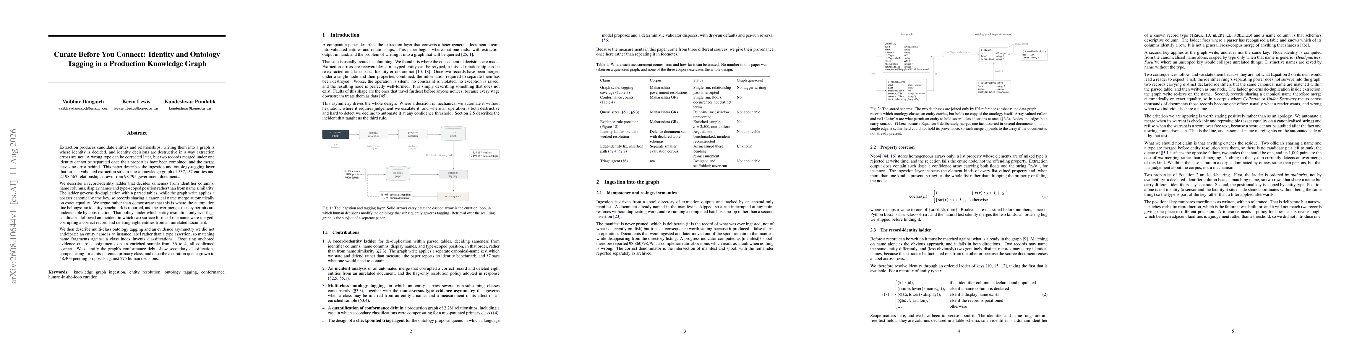 Thumbnail for Curate Before You Connect: Identity and Ontology Tagging in a Production Knowledge Graph