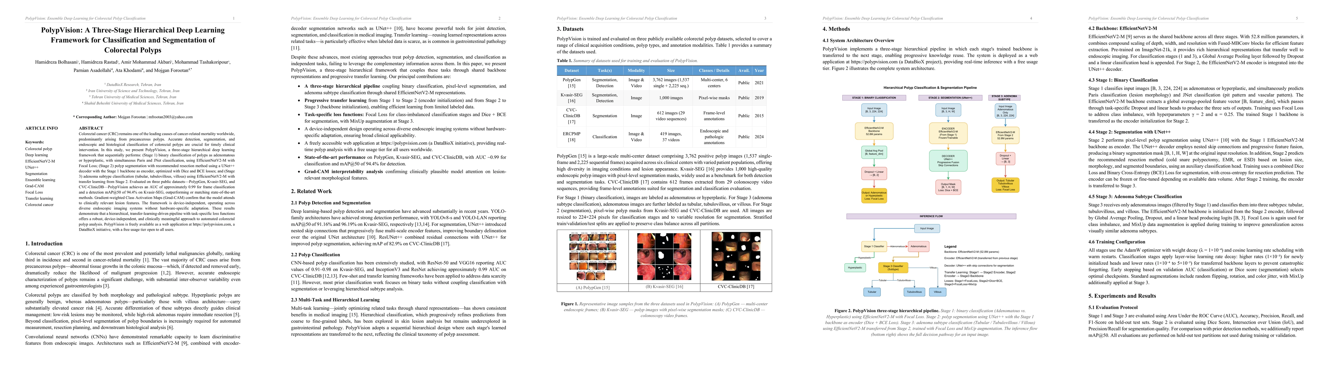 Thumbnail for PolypVision: A Three-Stage Hierarchical Deep Learning Framework for Classification and Segmentation of Colorectal Polyps