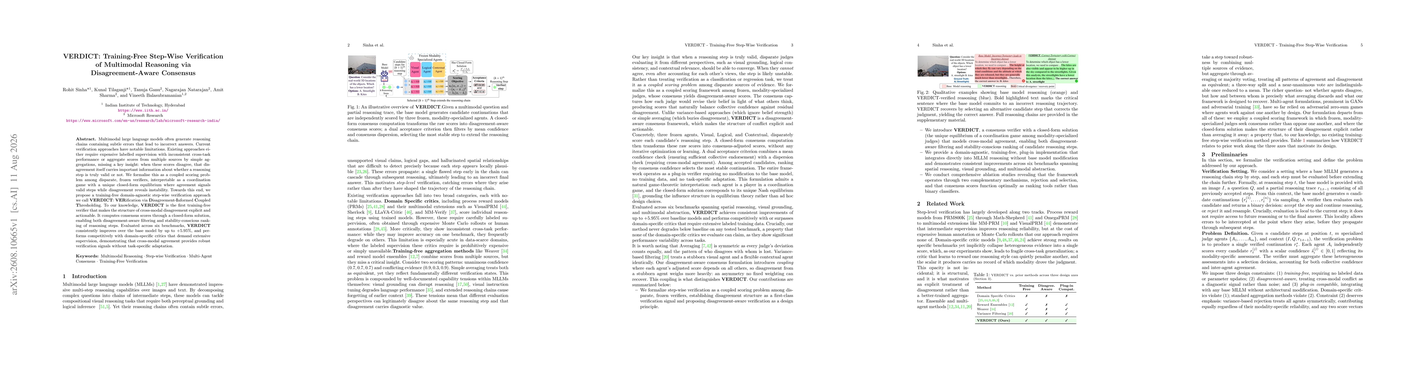 Thumbnail for VERDICT: Training-Free Step-Wise Verification of Multimodal Reasoning via Disagreement-Aware Consensus