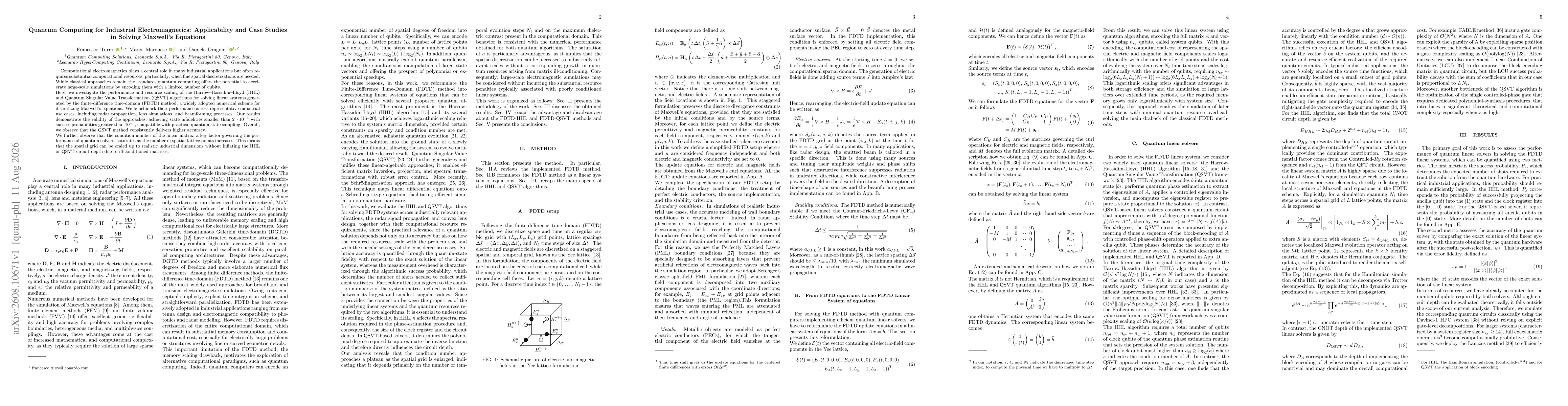 Thumbnail for Quantum Computing for Industrial Electromagnetics: Applicability and Case Studies in Solving Maxwell's Equations
