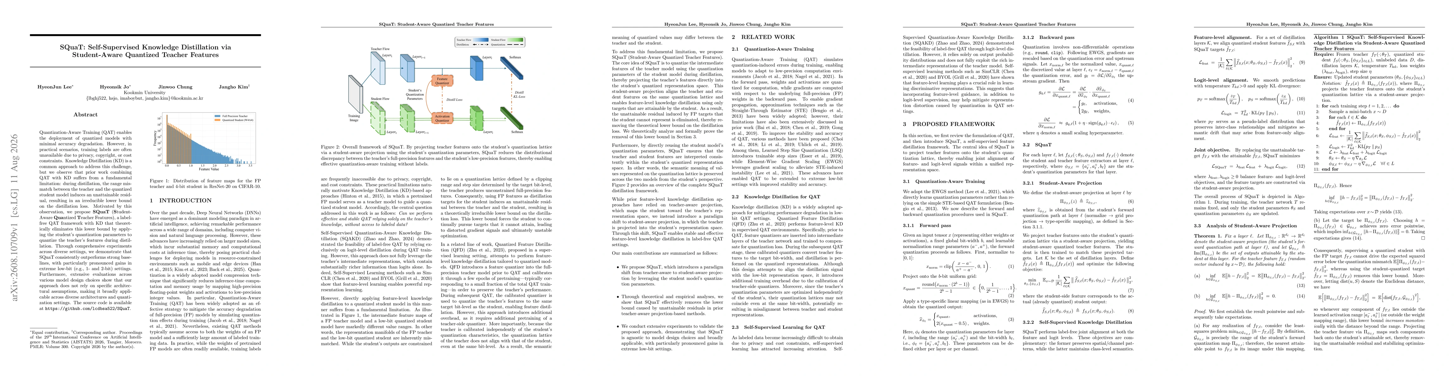 Thumbnail for SQuaT: Self-Supervised Knowledge Distillation via Student-Aware Quantized Teacher Features