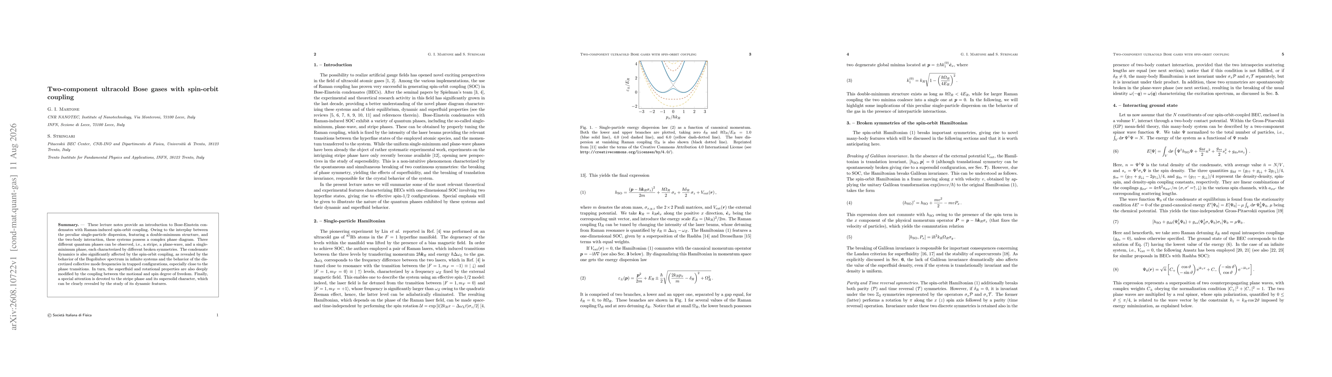 Thumbnail for Two-component ultracold Bose gases with spin-orbit coupling