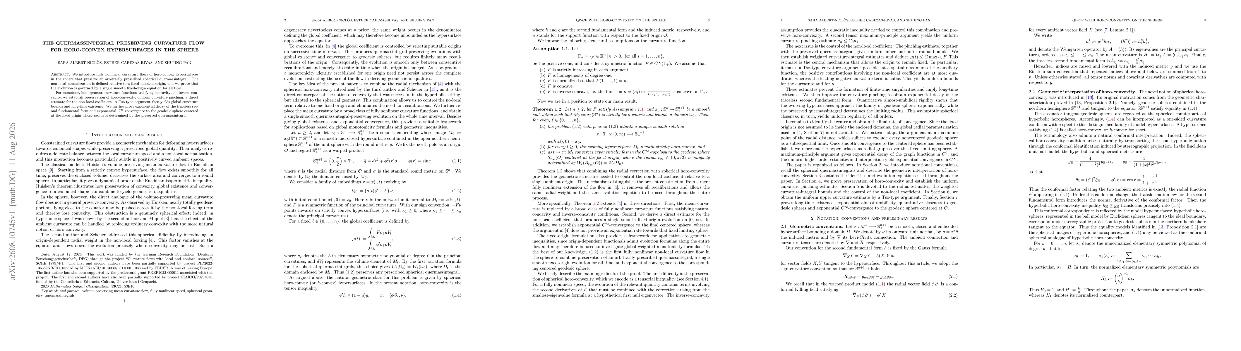 Thumbnail for The quermassintegral preserving curvature flow for horo-convex hypersurfaces in the sphere
