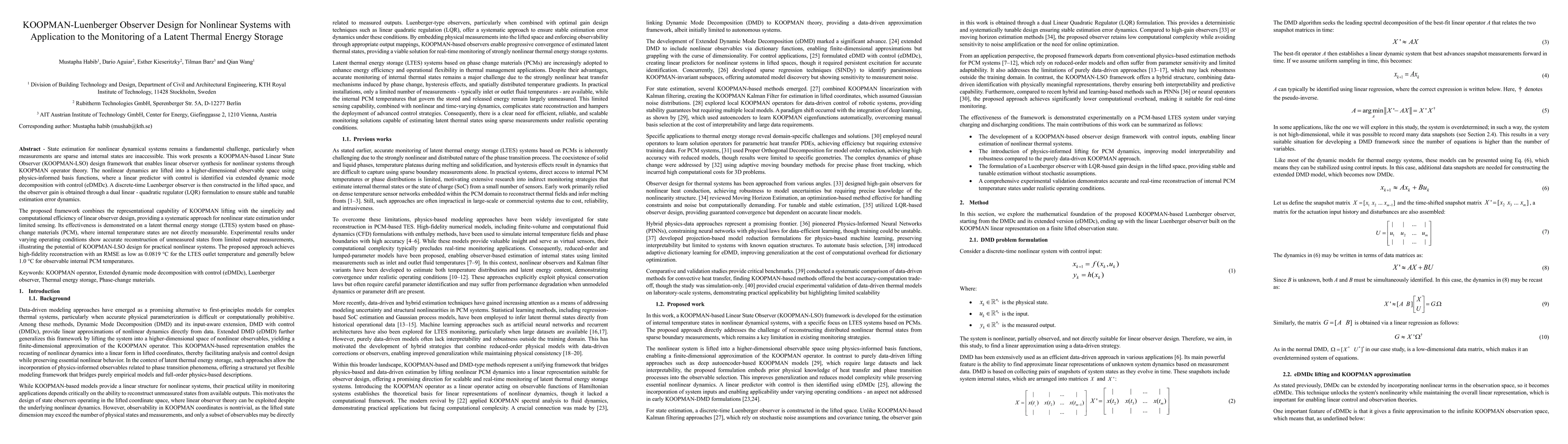 Thumbnail for KOOPMAN-Luenberger Observer Design for Nonlinear Systems with Application to the Monitoring of a Latent Thermal Energy Storage