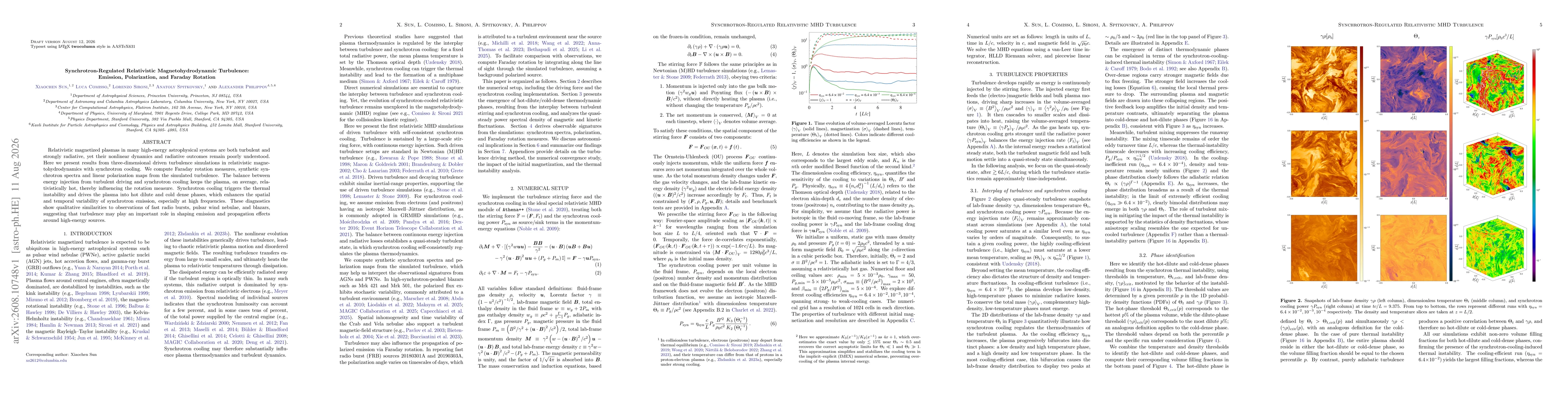Thumbnail for Synchrotron-Regulated Relativistic Magnetohydrodynamic Turbulence: Emission, Polarization, and Faraday Rotation