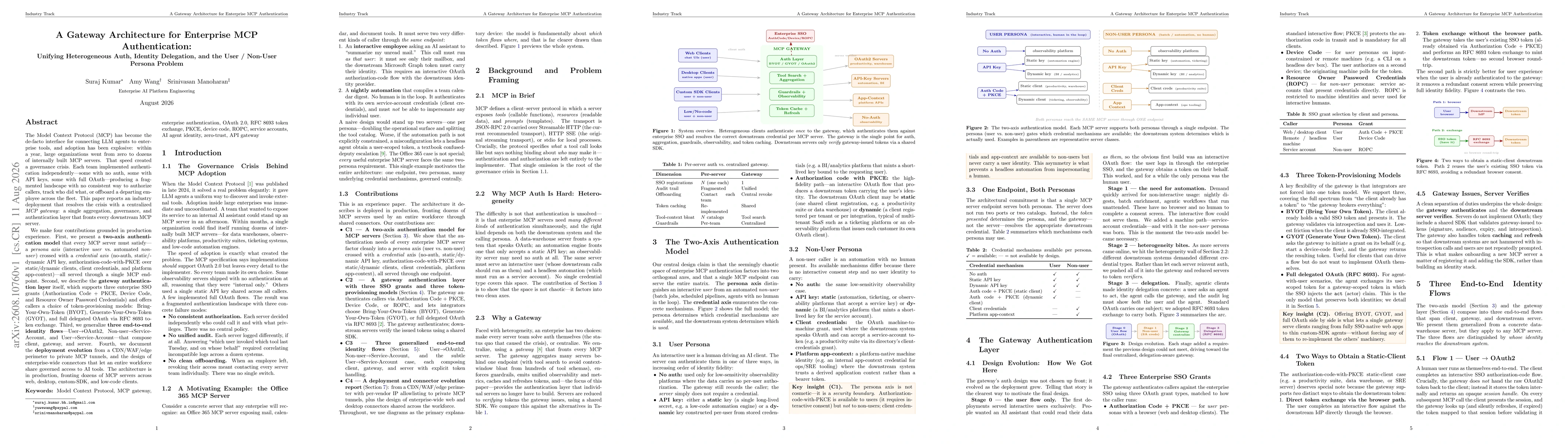 Thumbnail for A Gateway Architecture for Enterprise MCP Authentication: Unifying Heterogeneous Auth, Identity Delegation, and the User / Non-User Persona Problem