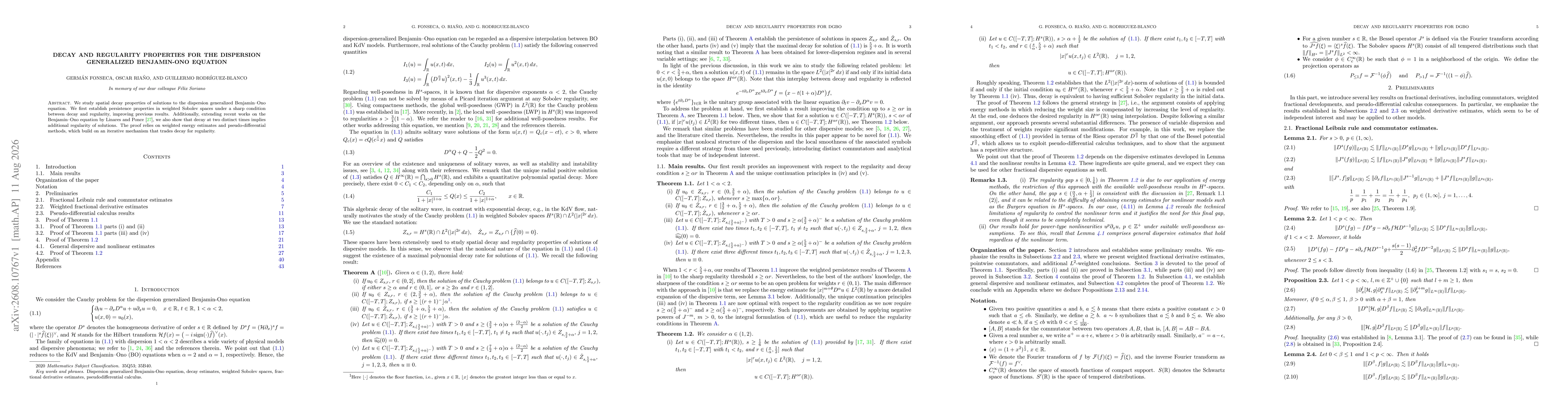 Thumbnail for Decay and regularity properties for the dispersion generalized Benjamin-Ono equation