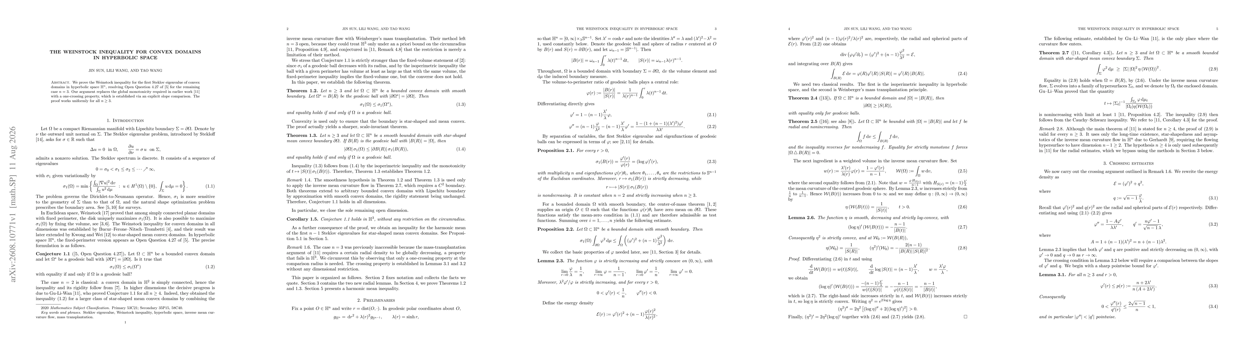 Thumbnail for The Weinstock inequality for convex domains in hyperbolic space