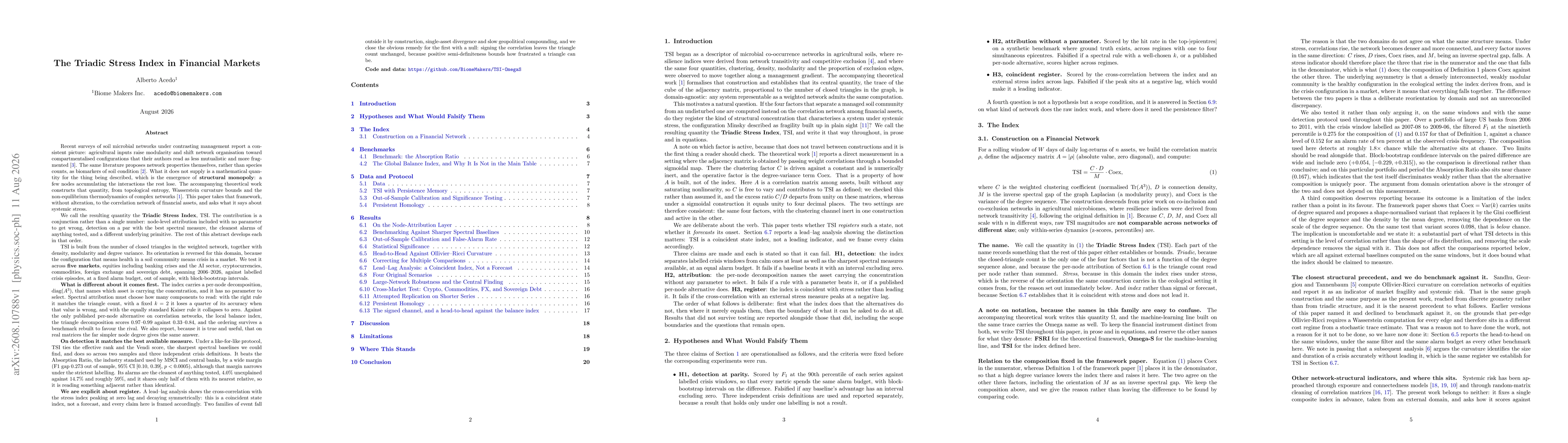 Thumbnail for The Triadic Stress Index in Financial Markets