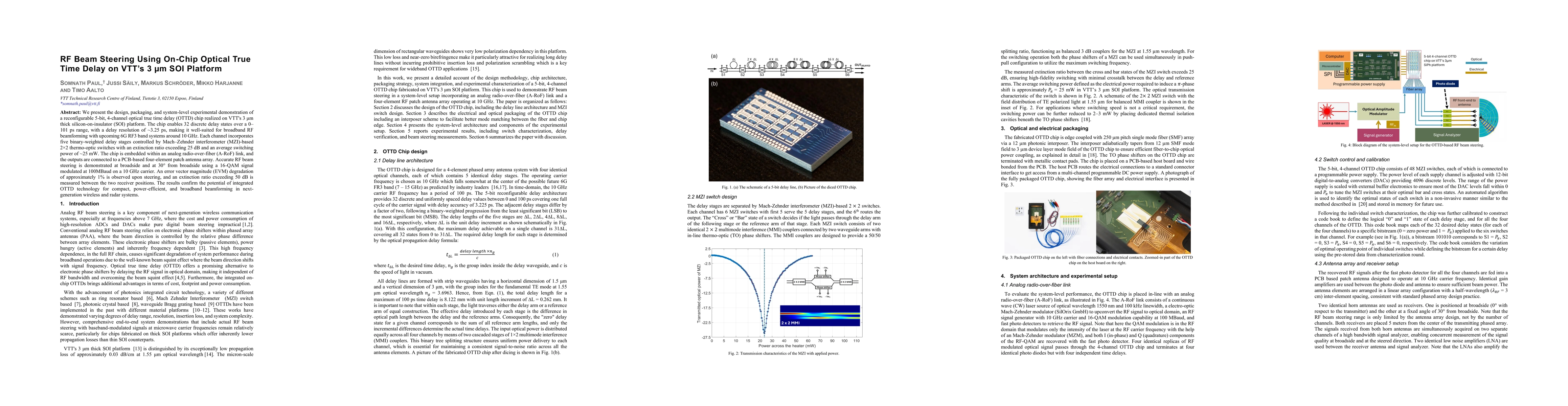 Thumbnail for Rf beam steering using on-ohip optical true time delay on 3 micrometer siliocn on insulator platfrom
