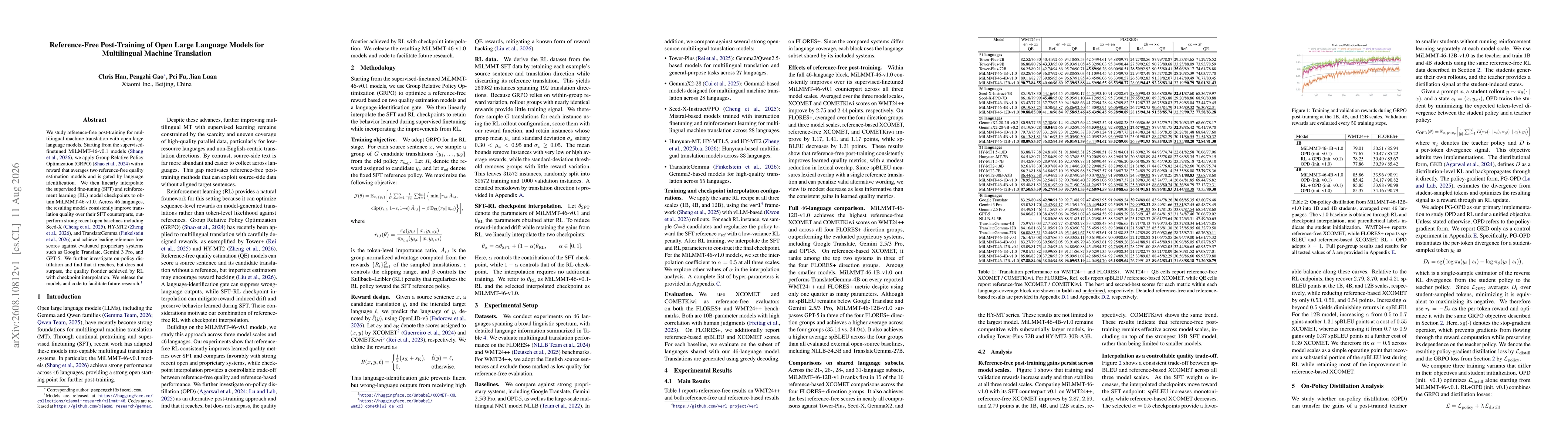 Thumbnail for Reference-Free Post-Training of Open Large Language Models for Multilingual Machine Translation