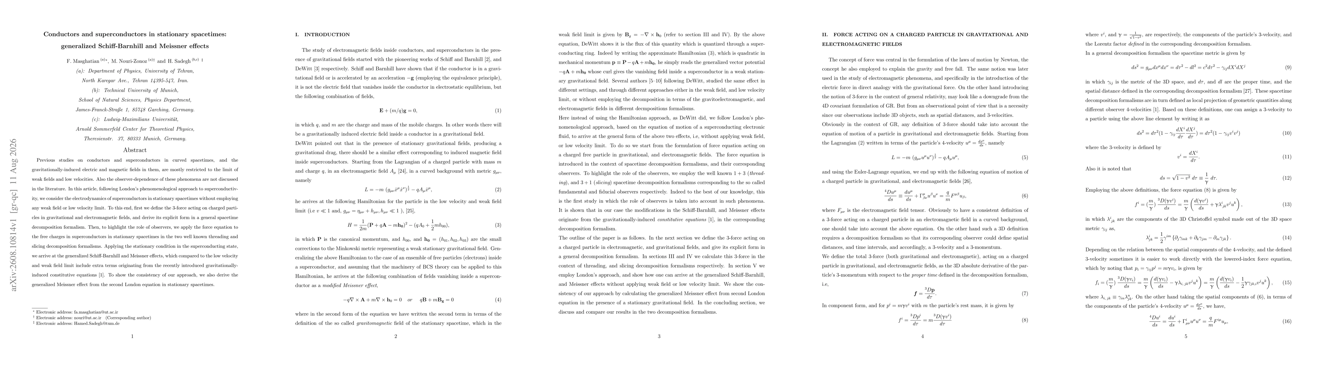 Thumbnail for Conductors and superconductors in stationary spacetimes: generalized Schiff-Barnhill and Meissner effects