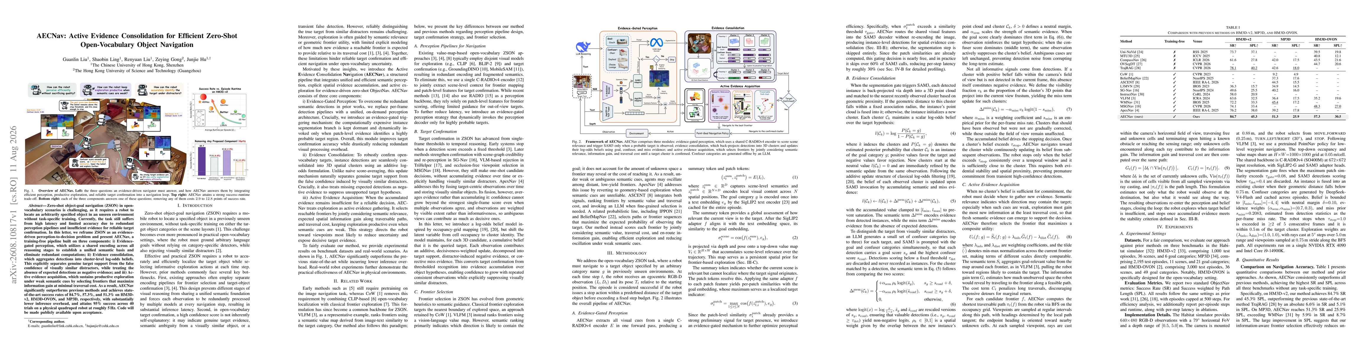 Thumbnail for AECNav: Active Evidence Consolidation for Efficient Zero-Shot Open-Vocabulary Object Navigation