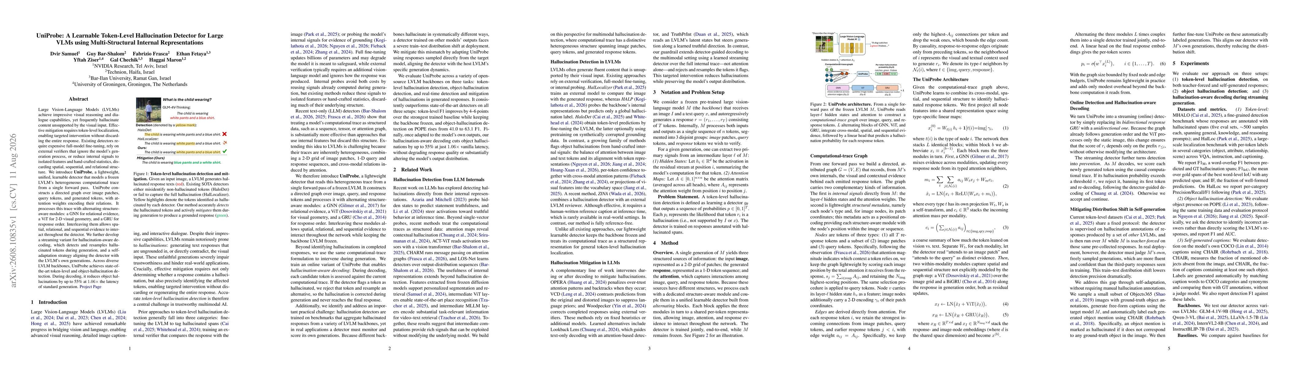 Thumbnail for UniProbe: A Learnable Token-Level Hallucination Detector for Large VLMs using Multi-Structural Internal Representations
