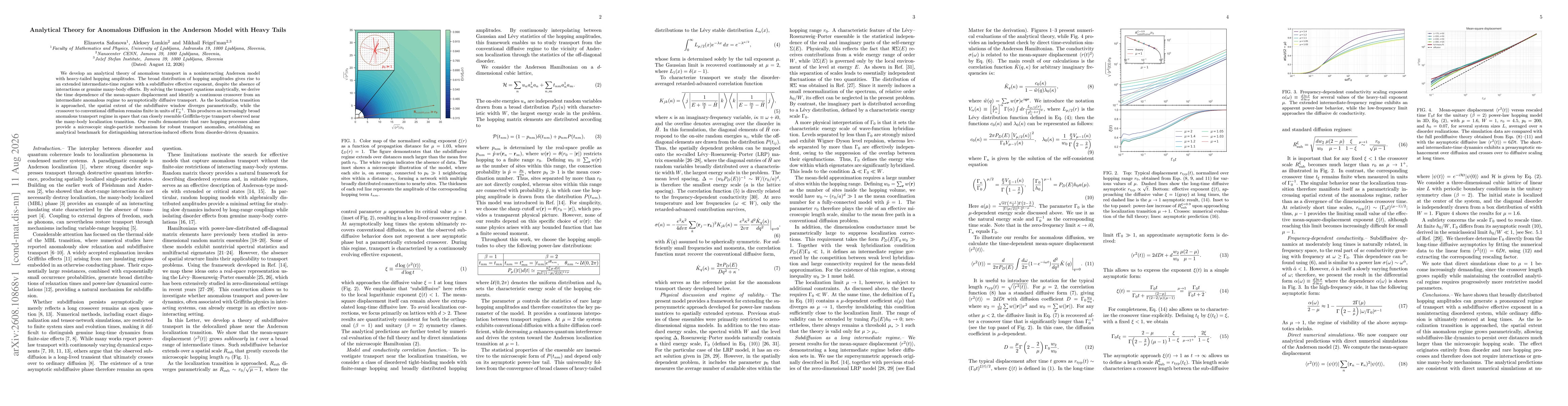 Thumbnail for Analytical Theory for Anomalous Diffusion in the Anderson Model with Heavy Tails