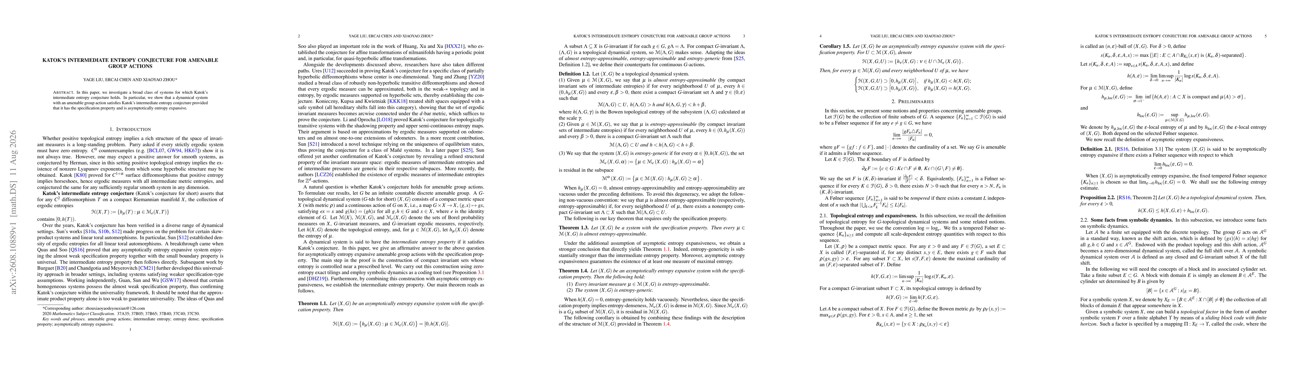 Thumbnail for Katok's intermediate entropy conjecture for amenable group actions