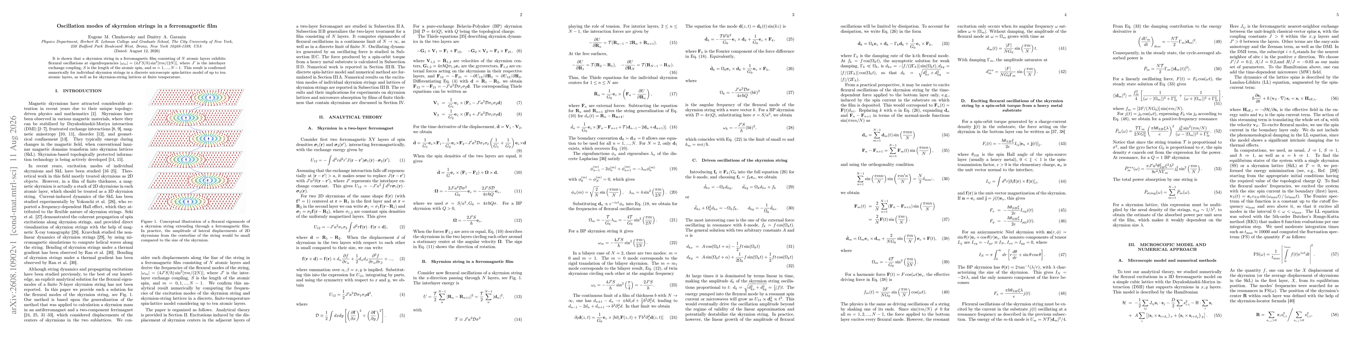 Thumbnail for Oscillation modes of skyrmion strings in a ferromagnetic film