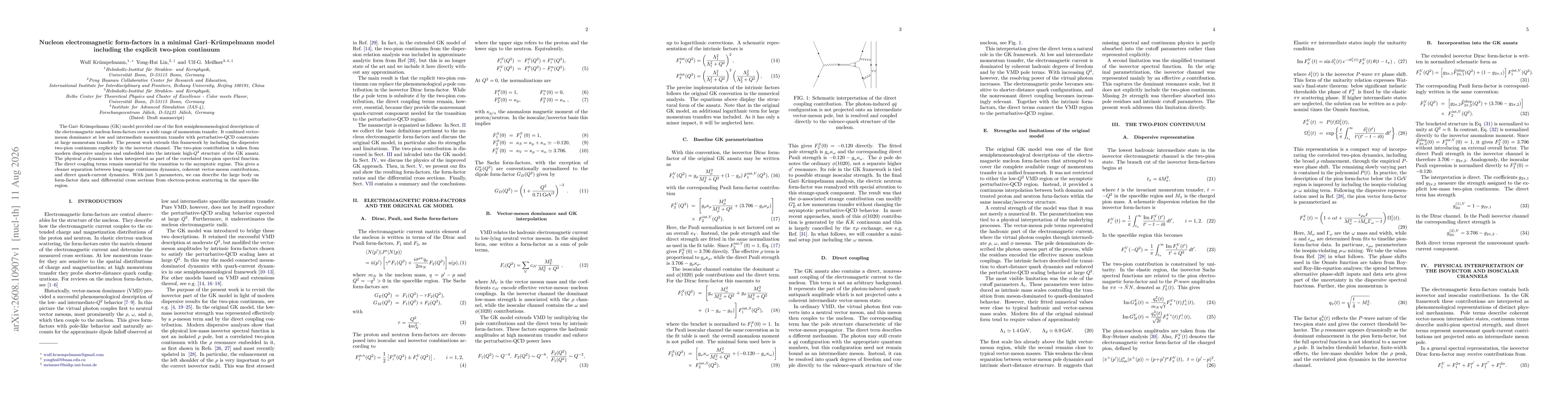 Thumbnail for Nucleon electromagnetic form-factors in a minimal Gari-Krümpelmann model including the explicit two-pion continuum