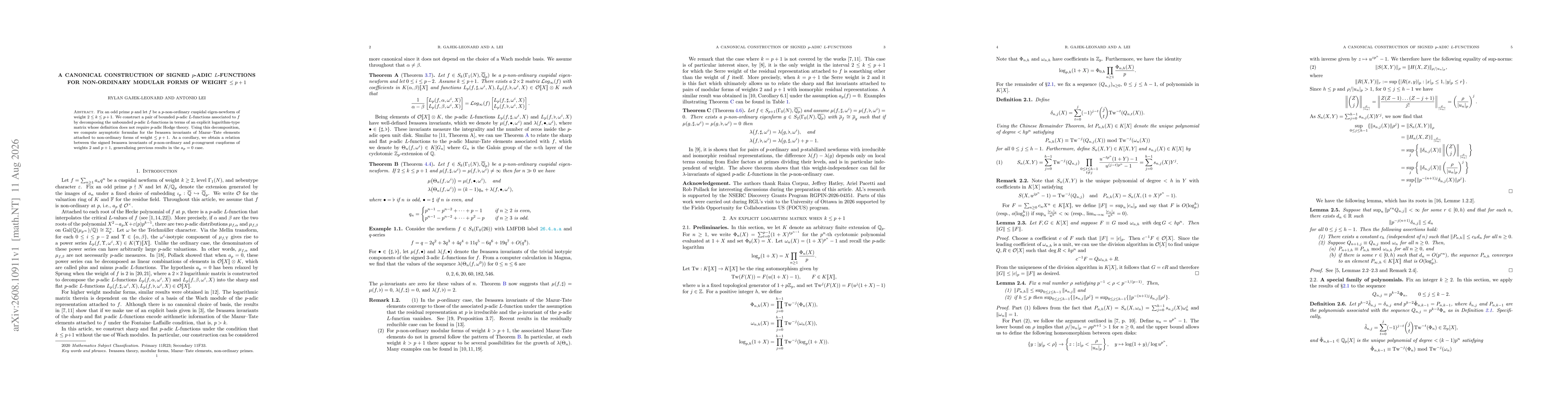 Thumbnail for A canonical construction of signed $p$-adic $L$-functions for non-ordinary modular forms of weight $\leq p+1$