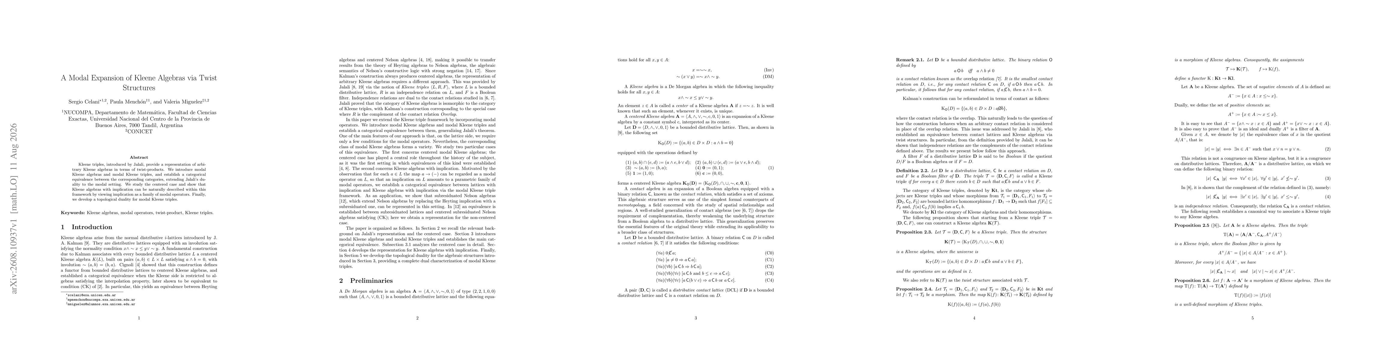 Thumbnail for A Modal Expansion of Kleene Algebras via Twist Structures