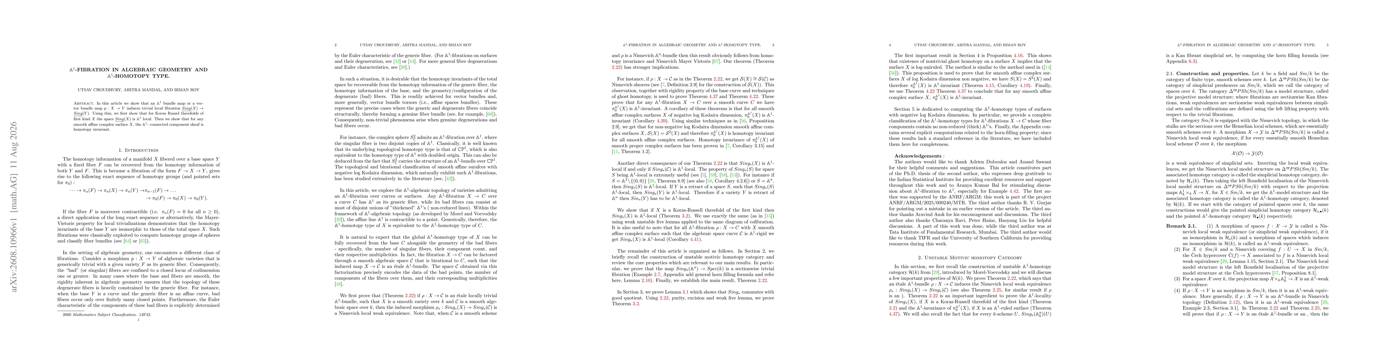 Thumbnail for $\mathbb{A}^1$-fibration in algebraic geometry and $\mathbb{A}^1$-homotopy type