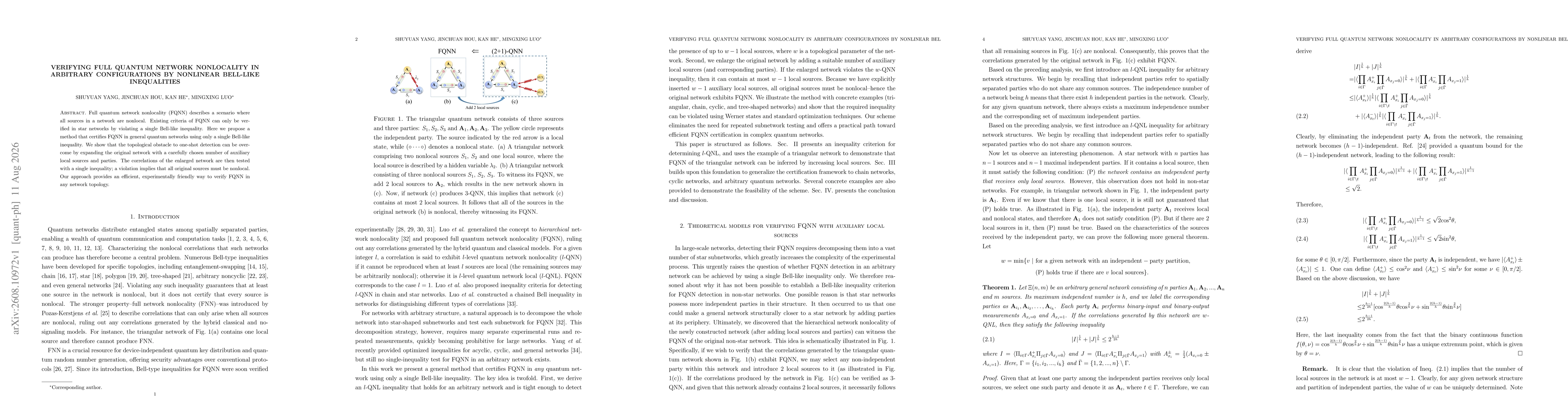 Thumbnail for Verifying full quantum network nonlocality in arbitrary configurations by nonlinear Bell-like inequalities