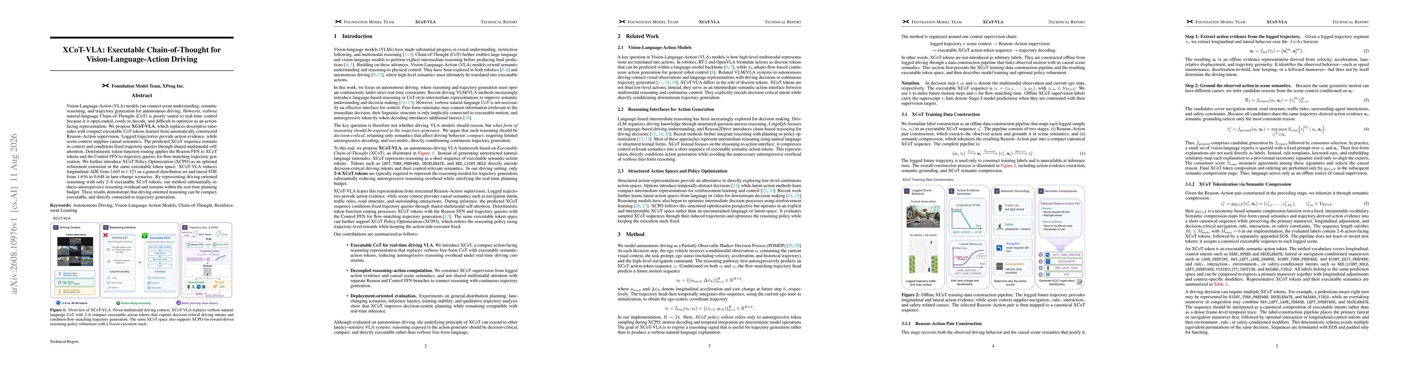 Thumbnail for XCoT-VLA: Executable Chain-of-Thought for Vision-Language-Action Driving