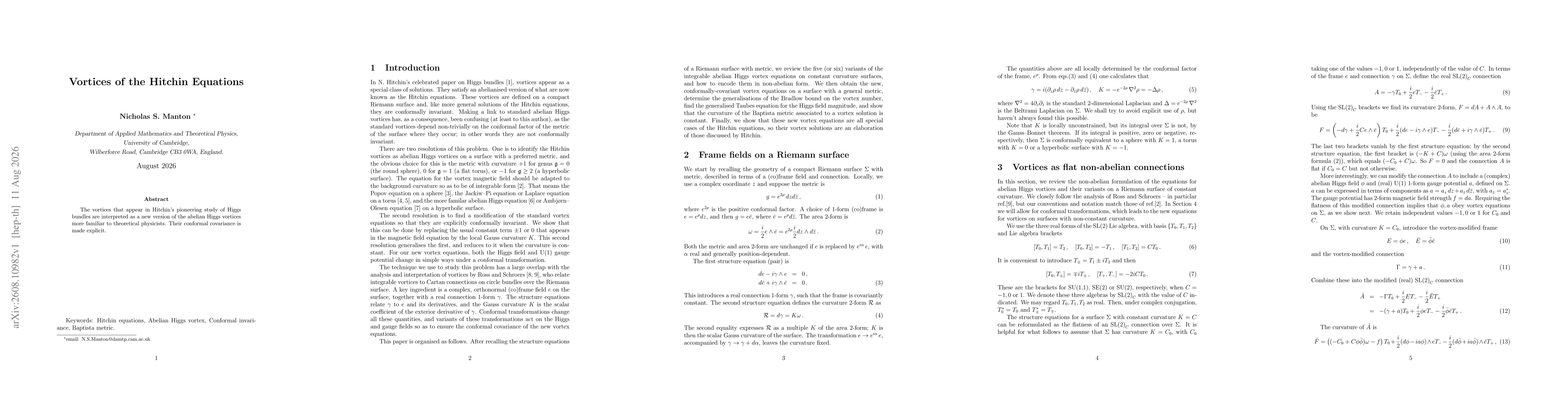 Thumbnail for Vortices of the Hitchin Equations