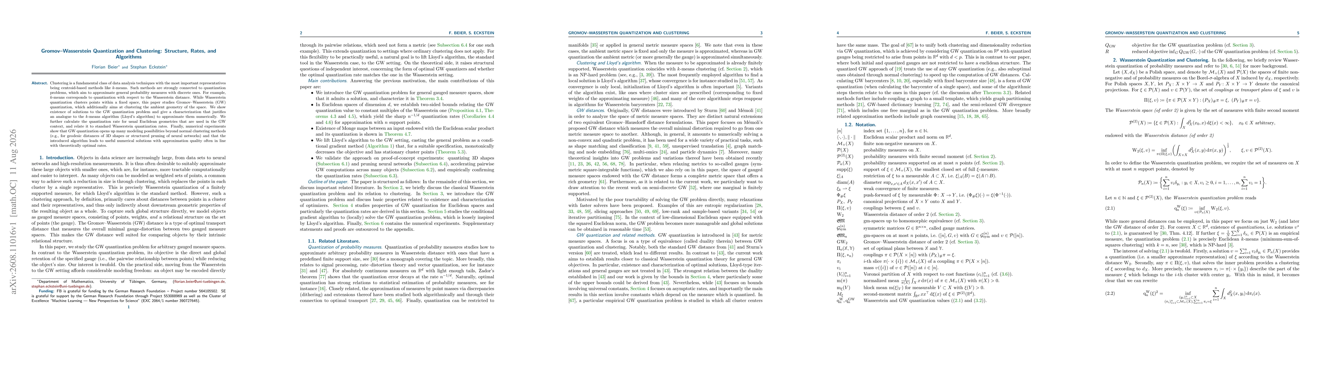 Thumbnail for Gromov-Wasserstein Quantization and Clustering: Structure, Rates, and Algorithms