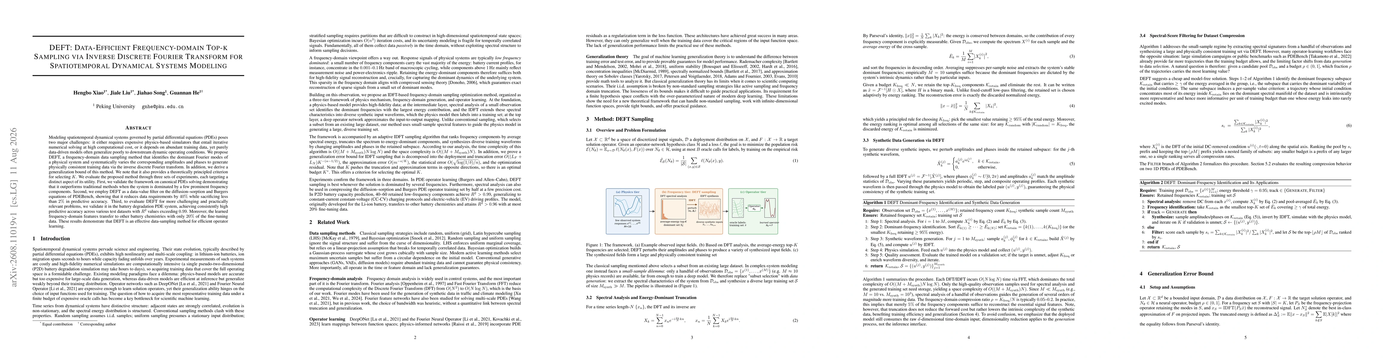 Thumbnail for DEFT: Data-Efficient Frequency-domain Top-k Sampling via Inverse Discrete Fourier Transform for Spatiotemporal Dynamical Systems Modeling