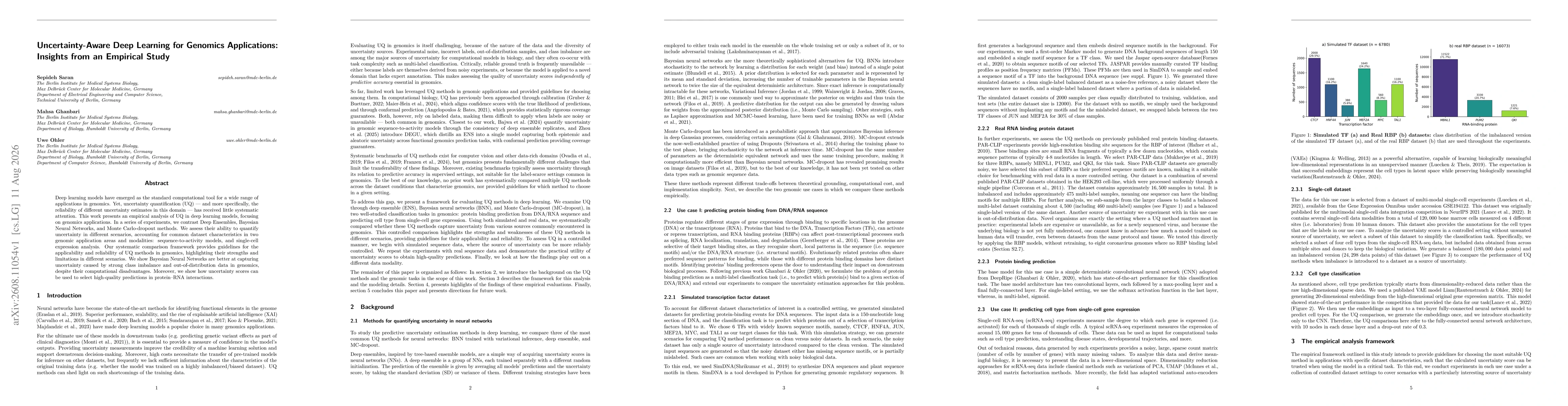 Thumbnail for Uncertainty-Aware Deep Learning for Genomics Applications: Insights from an Empirical Study