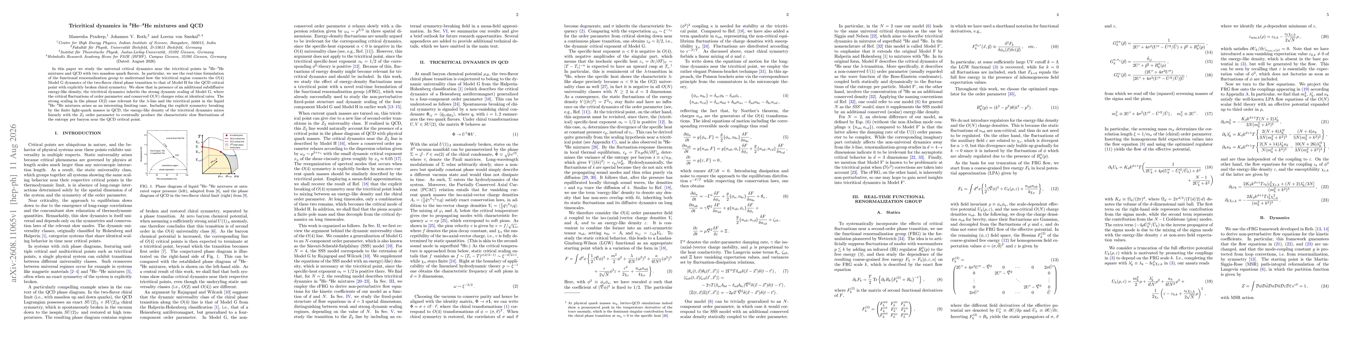 Thumbnail for Tricritical dynamics in $\mathrm{^3He}$-$\mathrm{^4He}$ mixtures and QCD