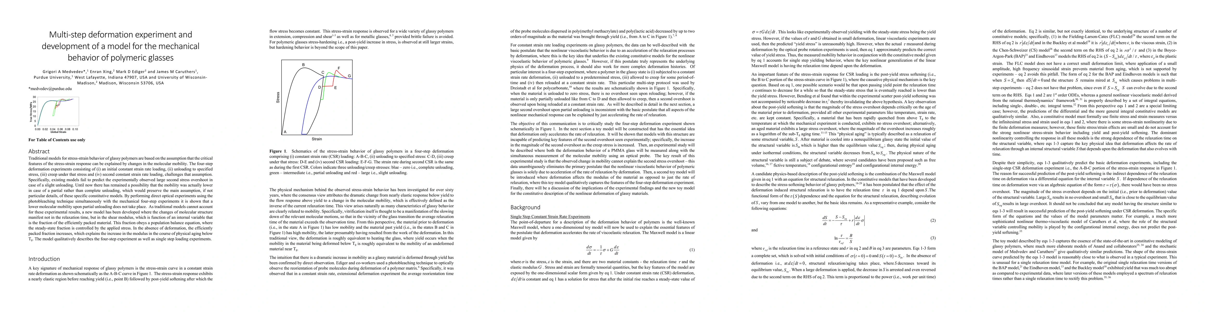 Thumbnail for Multi-step deformation experiment and development of a model for the mechanical behavior of polymeric glasses